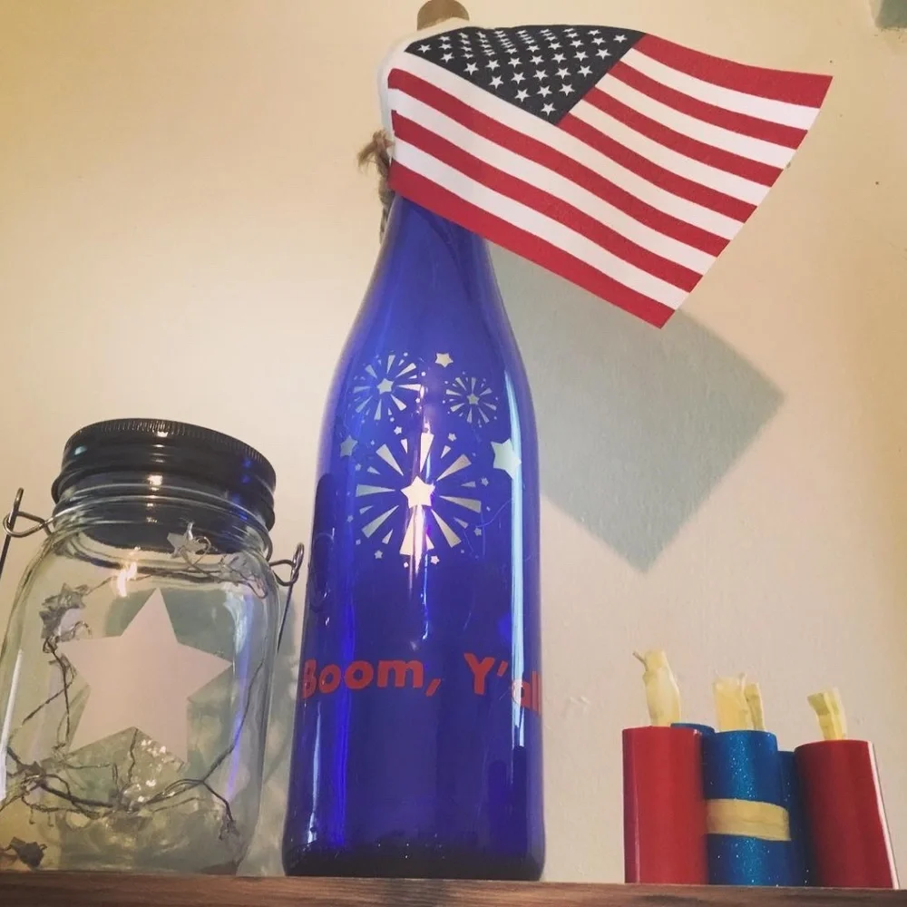 ‘Boom Y’all’ Wine Bottle Lantern